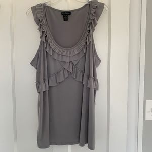 Lane Bryant Gray Ruffle Blouse Top Size 22/24W